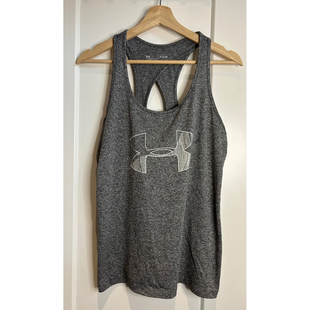 Under Armour HeatGear Gray Heather Loose Racerback Keyhole Tank Womens Medium